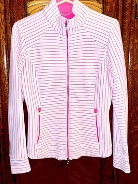 Zero Restriction Pink & White Striped Full-Zip Jacket w/ MPCC Patch – Size M